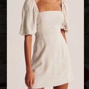 Abercrombie Puff Sleeve Linen Blend Dress